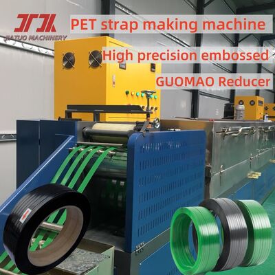 Macchina per la produzione di reggette in PET di larghezza 9-32MM con controllo PLC che utilizza scaglie di bottiglie in PET riciclate