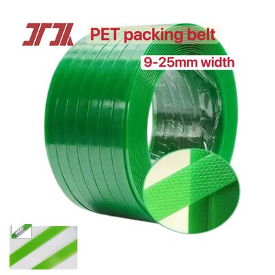 Cintura di imballaggio in PET da 9-25 mm, reggia in acciaio plastico PET, reggia di imballaggio in PET con frantumazione di materiale di bottiglia al 100%