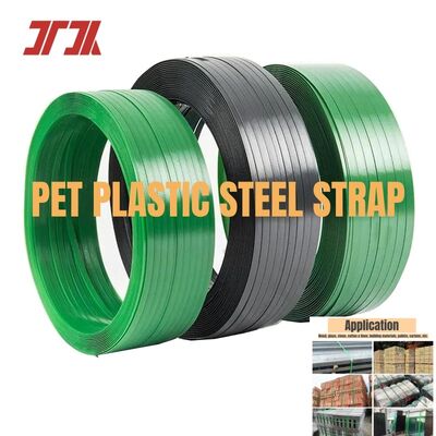 Cinghia per imballaggio in PET goffrato resistente alle intemperie di alta qualità, larghezza 9-32 mm, per macchine reggiatrici automatiche