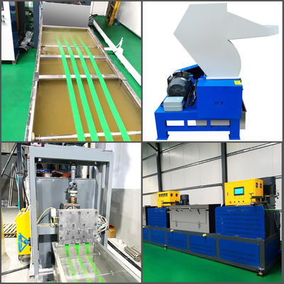 Macchina per la fabbricazione di fasce di fascia di PET 9 ′′25 mm Macchina per la produzione di fasce di imballaggio in PET con sistema di controllo PLC.