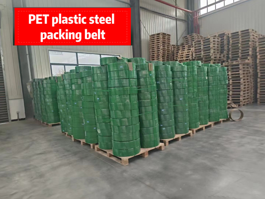 Cintura di imballaggio in PET, cintura di imballaggio in PET in polietilene, cintura di acciaio in PET in plastica resistente alle alte temperature, larghezza: 9-32 mm