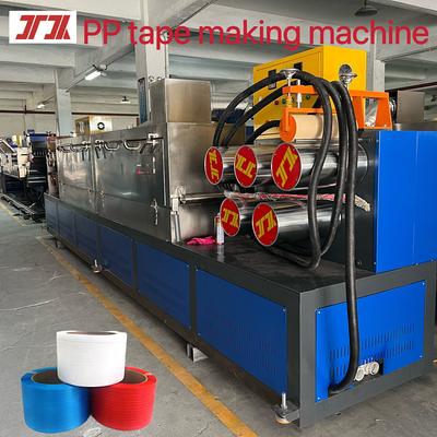 Linea di produzione di cinture di imballaggio in PP, macchina di produzione di cinture di PP controllata da PLC, larghezza: 5-19 mm,spessore: 0,3-1,2 mm