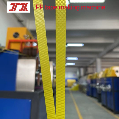 Linea di produzione di cinture di imballaggio in PP, macchina di produzione di cinture di PP controllata da PLC, larghezza: 5-19 mm,spessore: 0,3-1,2 mm