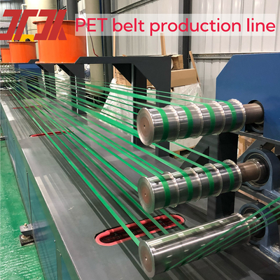 9-32mm Larghezza 280kg/h Plastico Pet Strap Making Machine Con Embossing E PLC Control System