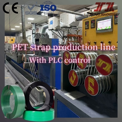 Linea di estrusione per reggetta in poliestere PET verde goffrato 9-32mm, estrusore per reggette con sistema di controllo PLC