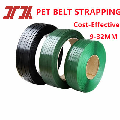 9-25mm PET cintura di imballaggio Strapping Roll verde PET Strapping di plastica di acciaio specifiche personalizzate