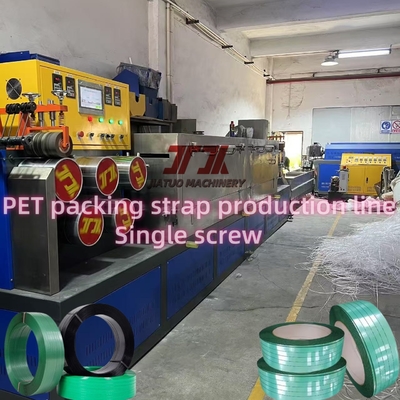 Macchina per la produzione di reggette in PET con materiale 100% scaglie di bottiglie riciclate e controllo PLC