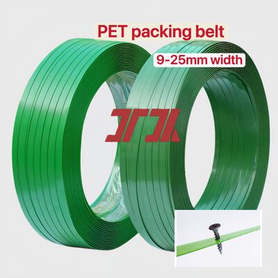 Cintura di imballaggio in PET da 9-25 mm, reggia in acciaio plastico PET, reggia di imballaggio in PET con frantumazione di materiale di bottiglia al 100%