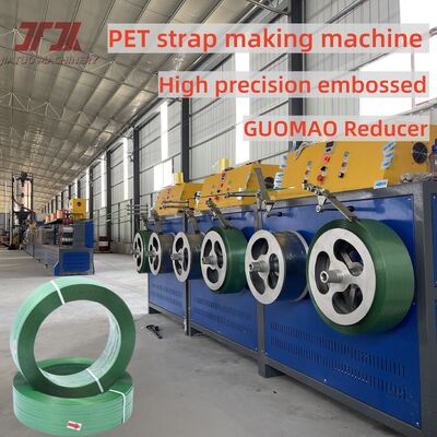 Macchina per la produzione di reggette in PET di larghezza 9-32MM con controllo PLC che utilizza scaglie di bottiglie in PET riciclate