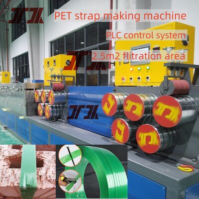 Macchina per la produzione di reggette in PET di larghezza 9-32MM con controllo PLC che utilizza scaglie di bottiglie in PET riciclate