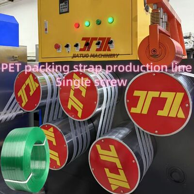Macchina di estrussione di nastri PET da 9-32 mm con fiocchi di bottiglia PET riciclati e controllo PLC completamente automatico