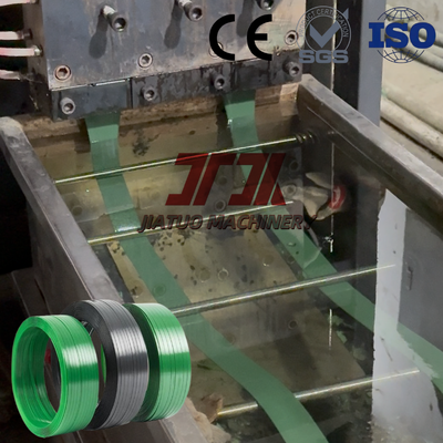 Macchina di estrussione di nastri PET da 9-32 mm con fiocchi di bottiglia PET riciclati e controllo PLC completamente automatico