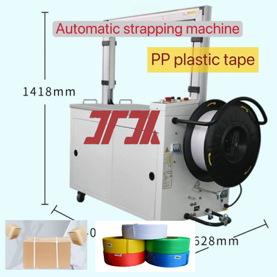 Macchina Imballaggio Reggiatrice Automatica per Reggette PP 5-15mm, Reggiatrice da Banco con Design a Portale
