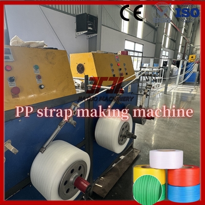Macchina per la produzione di reggette in PP GUOMAO con larghezza 5-19mm, riduttore, sistema di controllo PLC con memoria e avvolgitore automatico