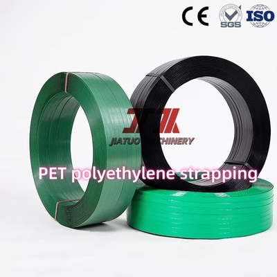 Cintura di imballaggio in poliestere personalizzata 9-32mm Verde PET in plastica, superficie tessuta goffrata