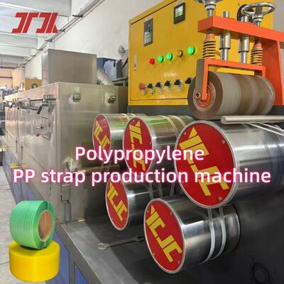 Macchina per la fabbricazione di fasce di cintura in PP da 5 a 19 mm con doppia stazione di avvolgimento e capacità da 220 a 250 kg/h