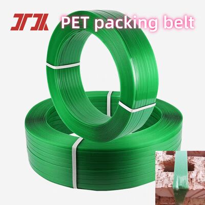 Nastro di striscia in PET di alta resistenza in rilievo verde larghezza personalizzabile 9-32 mm per imballaggi sicuri